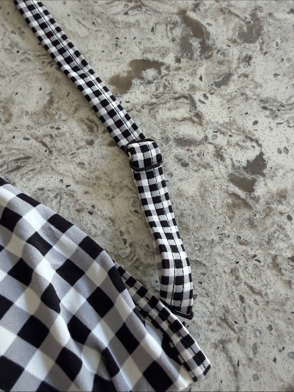 Black and White Gingham swimsuit with or without adjustable strap - Picture 3 of 7